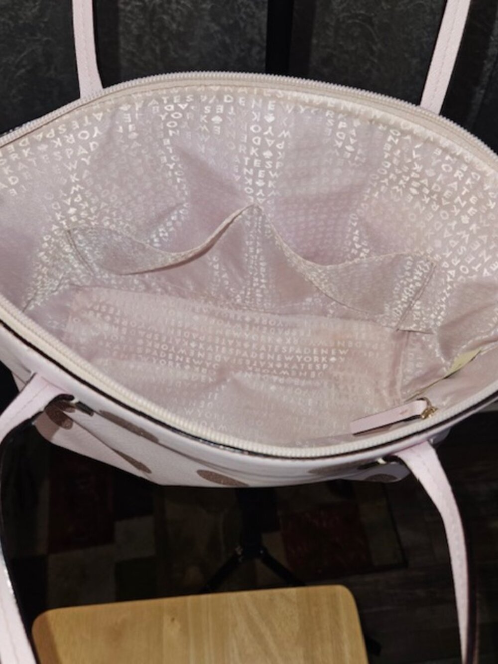 Kate Spade Tote Pink And Pink Glitter Polka Dots Pristine Condition - Picture 5 of 7